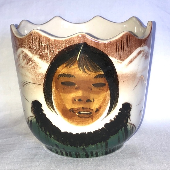Vintage Sascha B Brastoff Inuit Eskimo Flower Pot California Pottery Planter - Picture 1 of 5